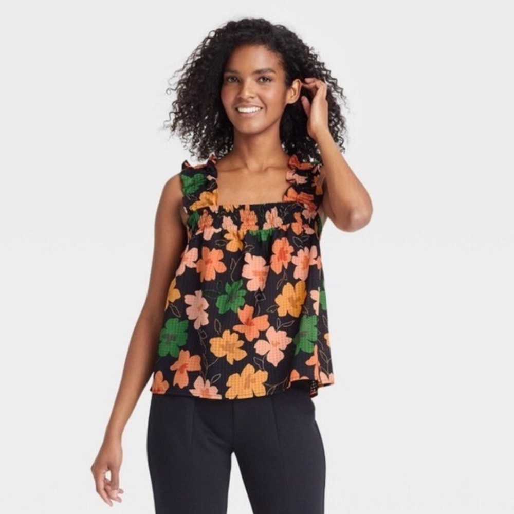 Who what wear floral print top size Large